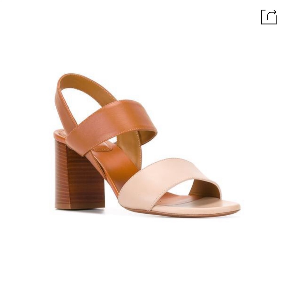 Chloe Mia Two Tone Leather Block Heel Slingbacks